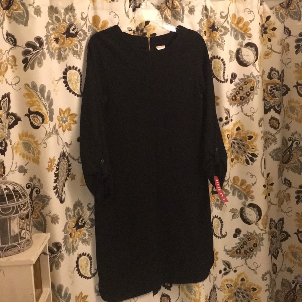 Little black 3/4 sleeve shift dress.